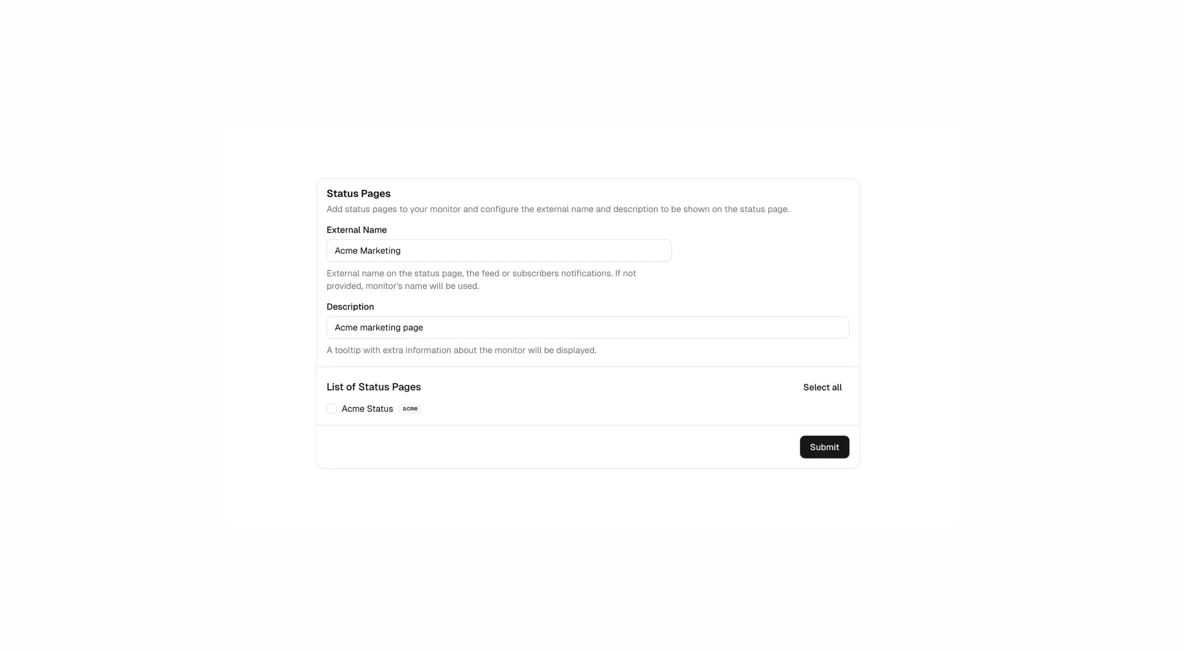 Monitor External Name